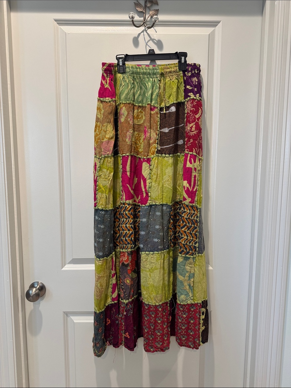 Bohemian Patchwork Maxi Skirt in Multi-Color
